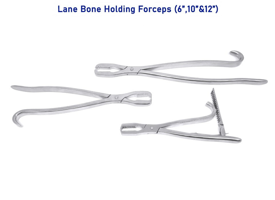 Lane Bone Holding Forceps Set 3 Pcs 6″ 10″ 12″ Veterinary Orthopedic Instruments