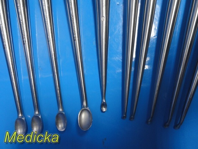 10X Aspen Symmetry Assorted Epstein; Bruns & Spinal Fusion Bone Curettes ~ 35751