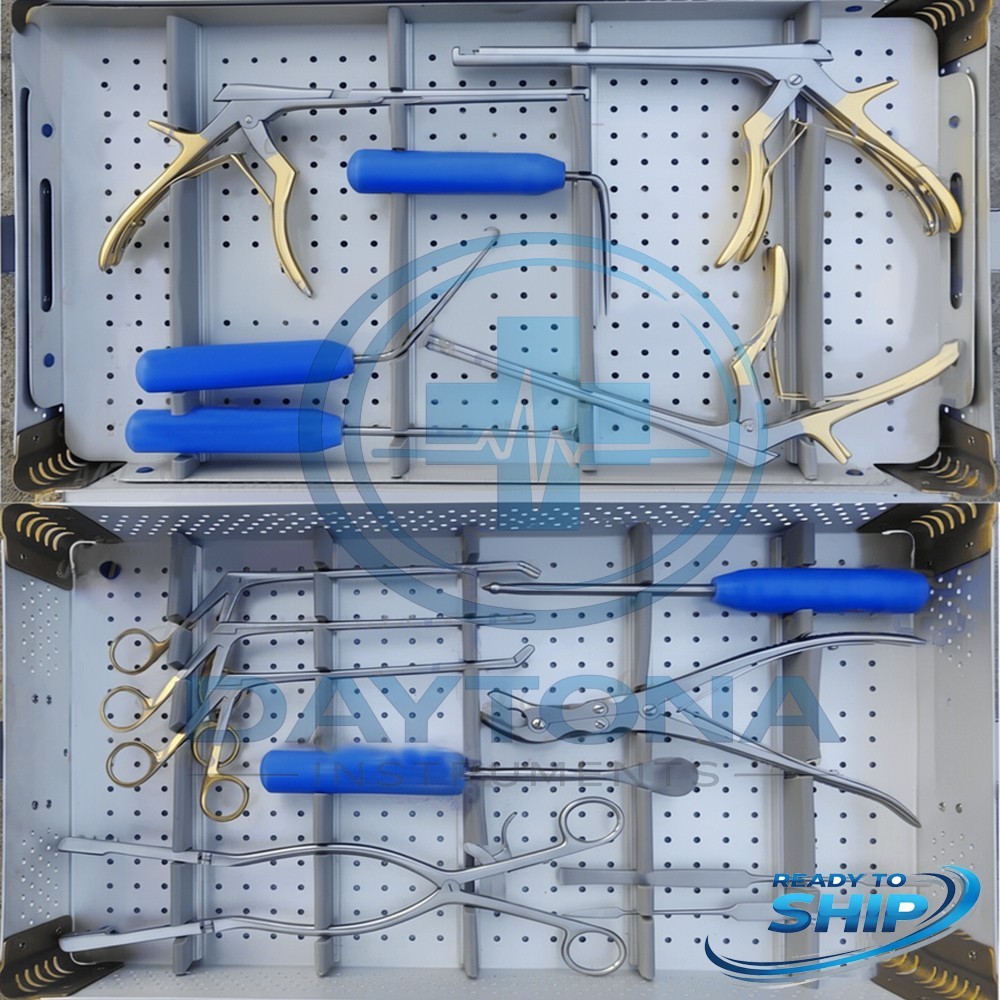 Laminectomy Spine Instruments Set of 18 Pcs With Aluminum Sterilization Box