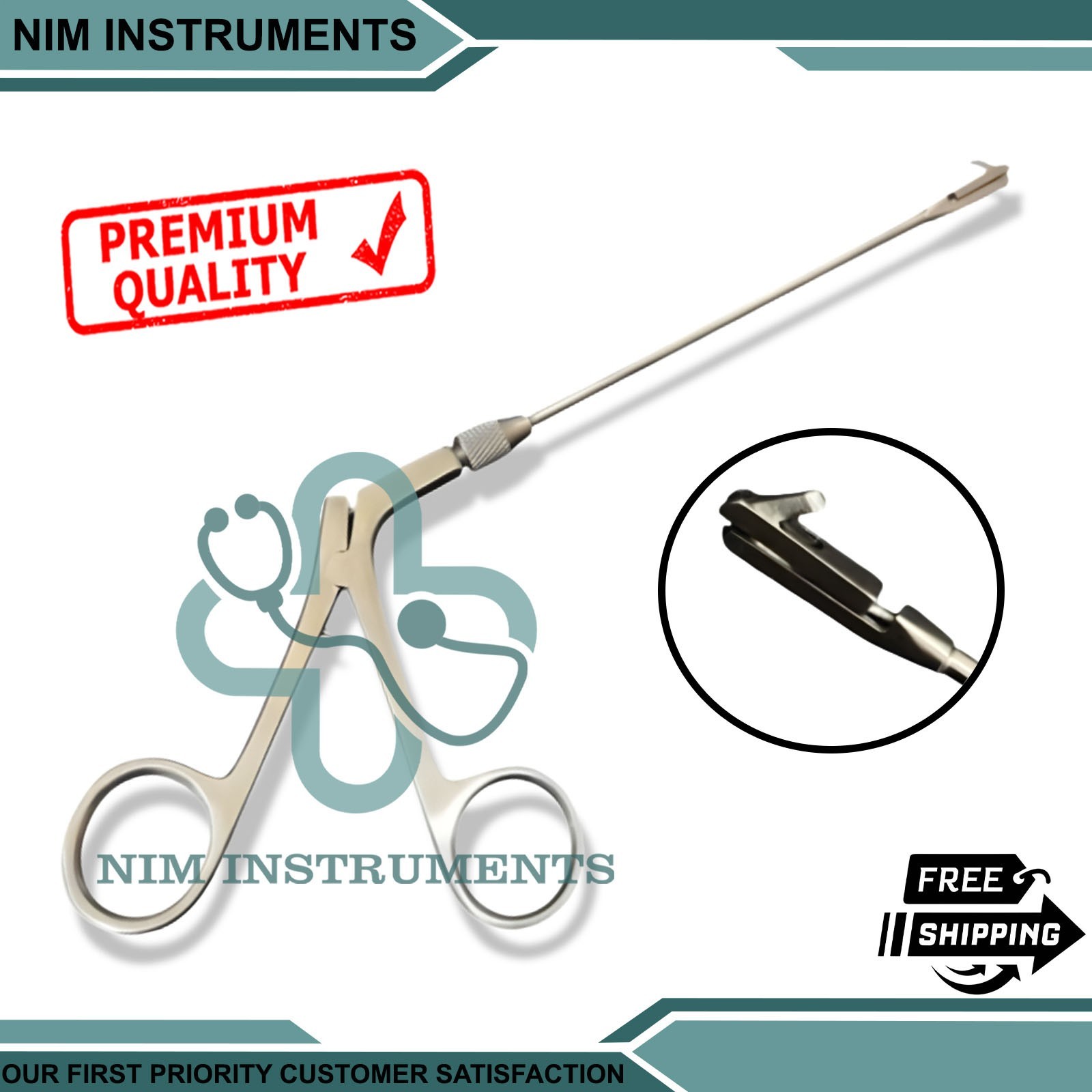 Antrum Backbiter Alligator 360° Rotatable Punch Surgical ENT Instruments