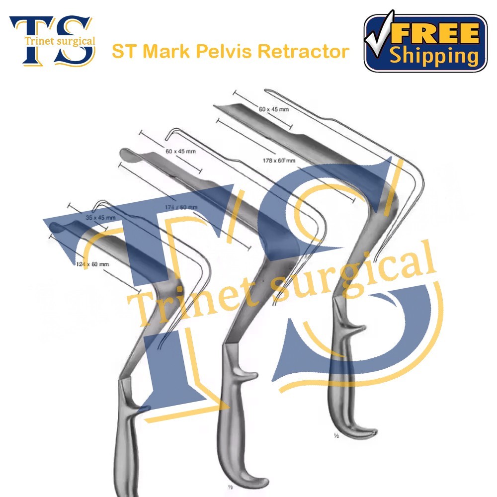ST Mark Pelvis Retractor Deep Surgery Set Of 3Pcs Orthopedic Surgical Instrument