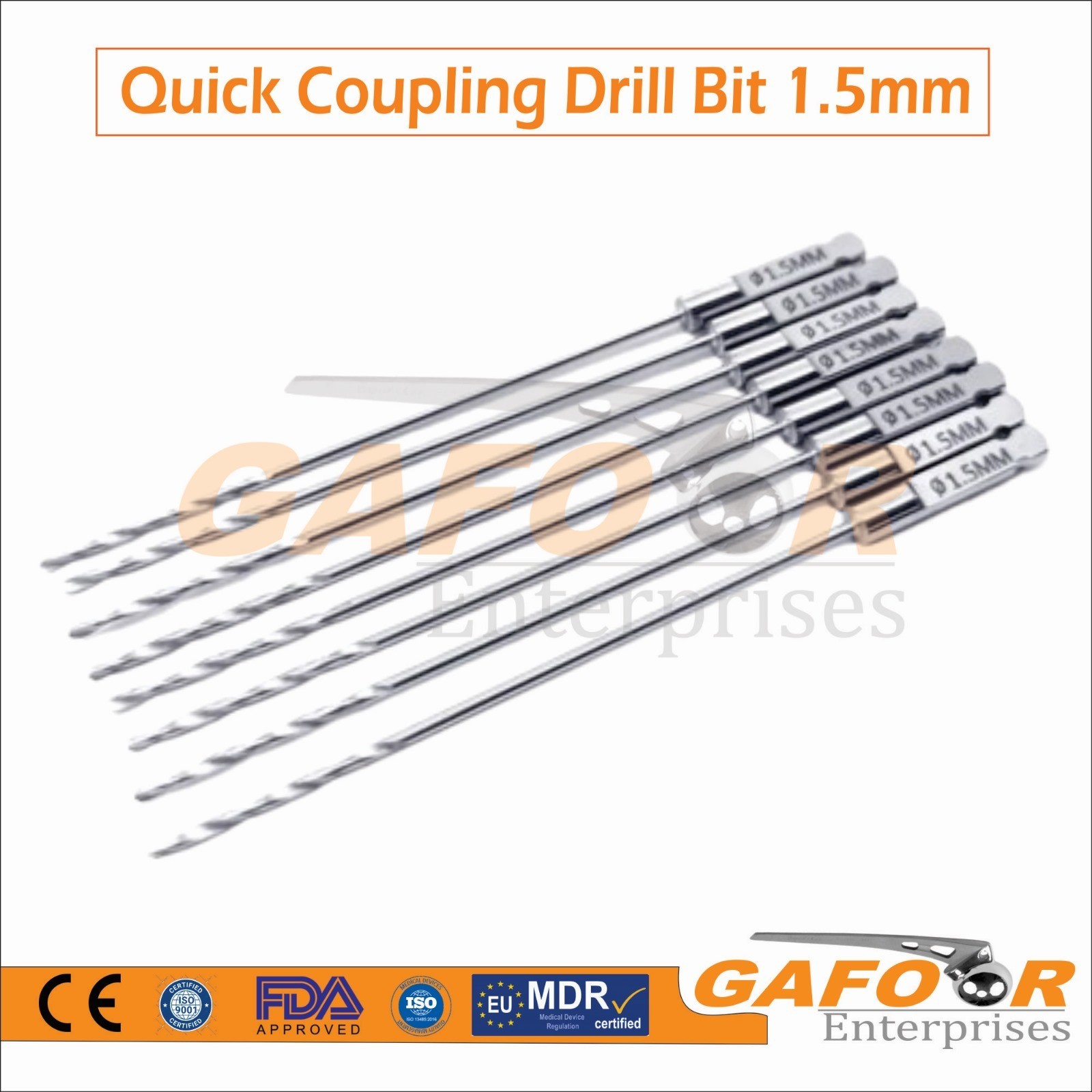 Quick coupling drill bit (1.5mmx100mm)Lot of 5pcs Veterinary surgical Instrument