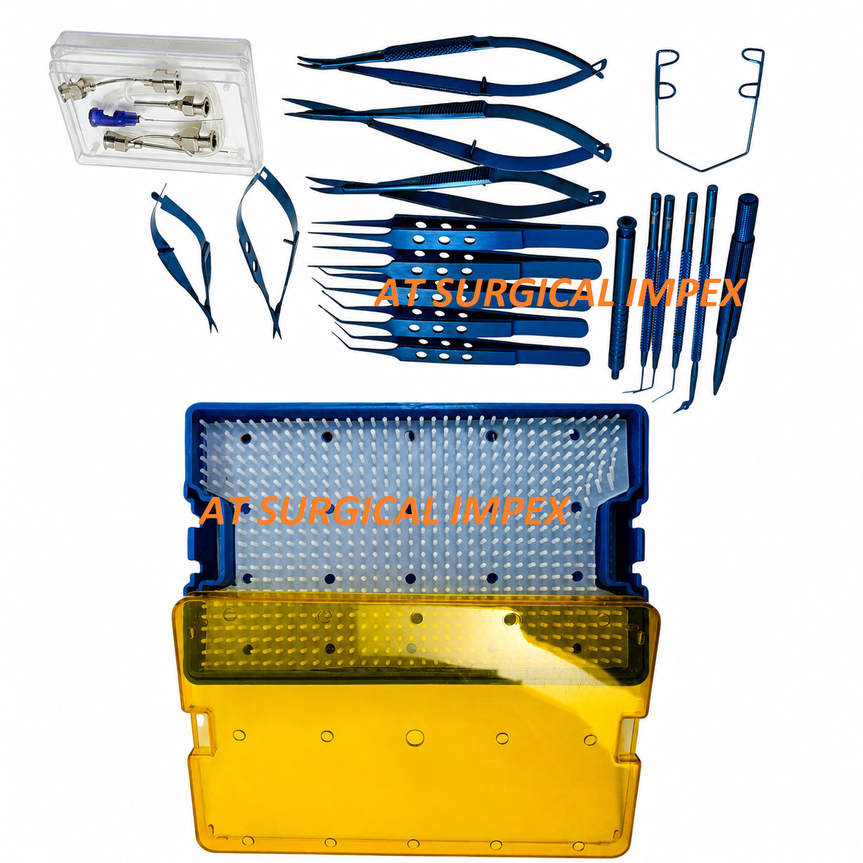Eye Cataract Titanium Coated Instrument Set 21 Pcs w/ Sterilization Tray