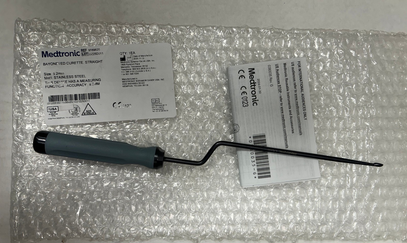 Medtronic 9569620 Straight 5.2mm Bayonet Curette Straight BRAND NEW OEM