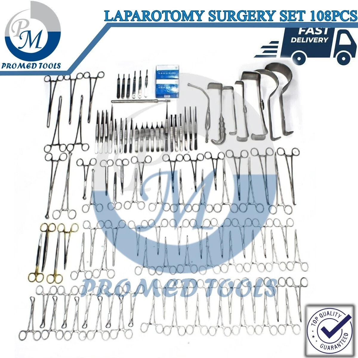 New 108-Pcs Set Laparotomy Instruments MedicalSurgical Abdominal Surgery Kit