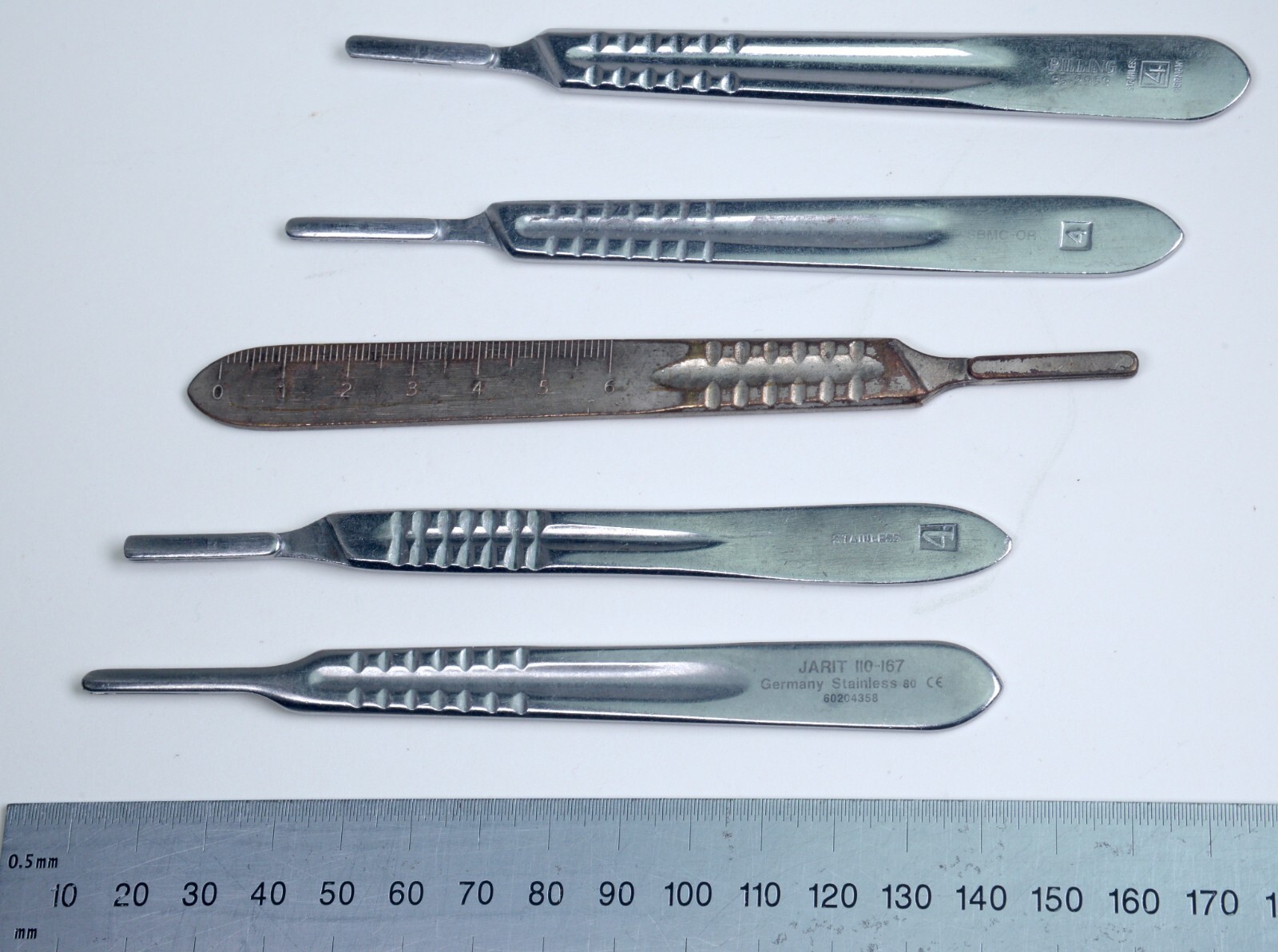 5x Surgical Knife Scalpel Handle #4 Stainless 5¼” Jarit Pilling