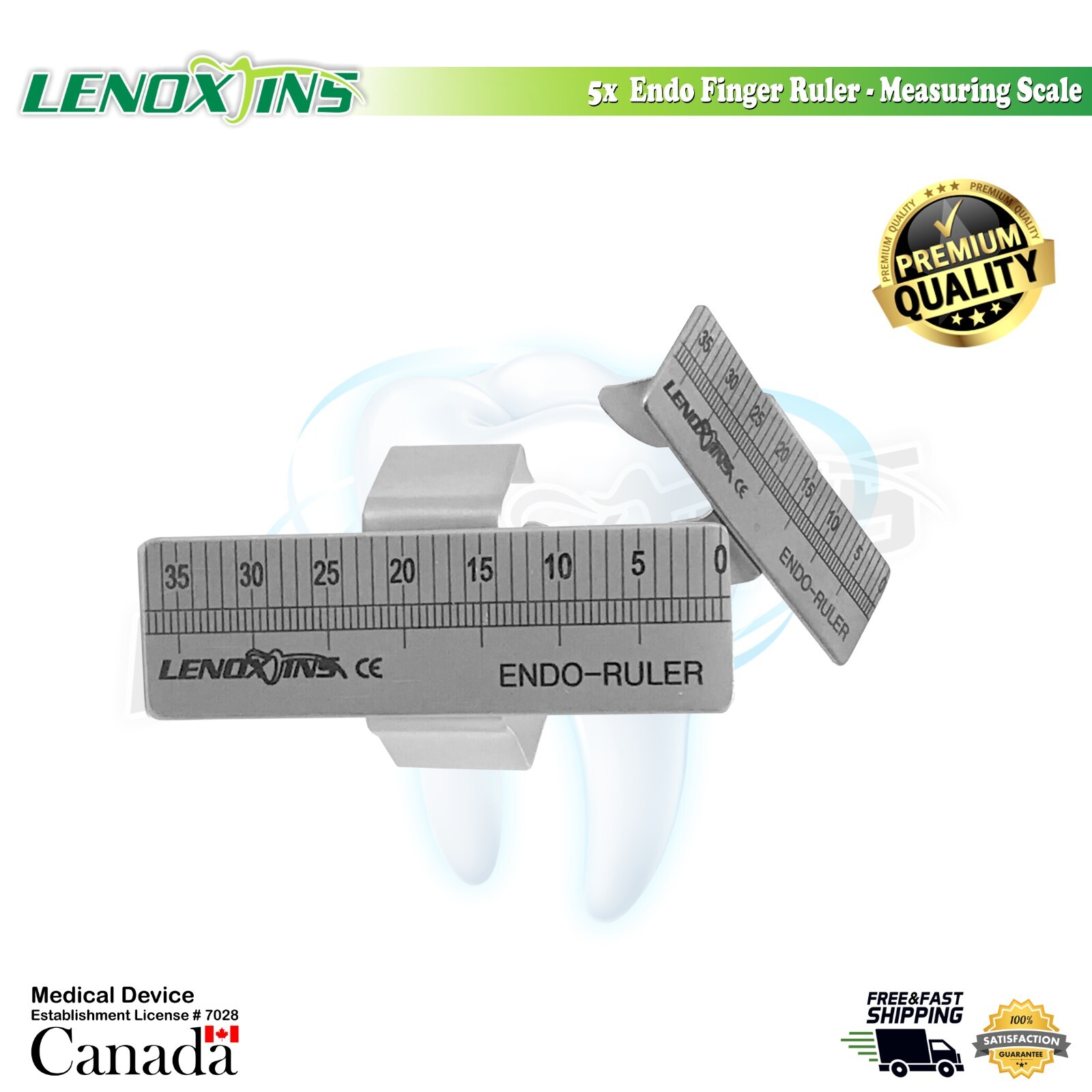 5x Endo Finger Ruler-Measuring Scale, Stainless Steel Dental Instruments,
