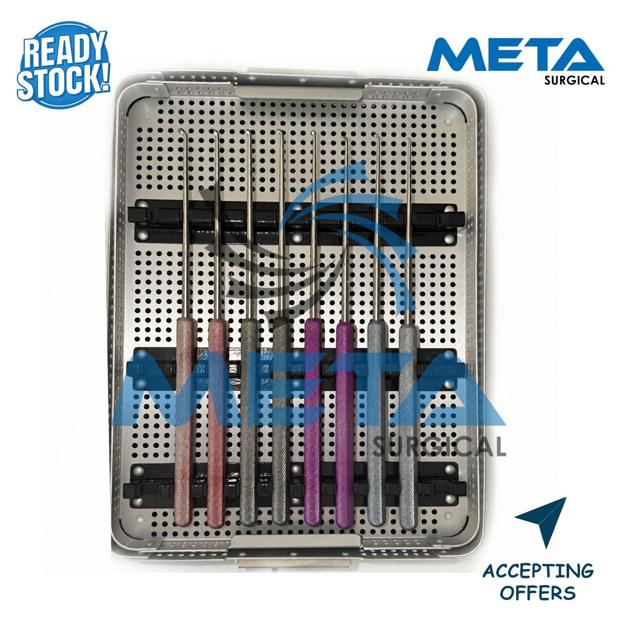 Life Instruments 8-Piece Orthopedic Surgical Awl/Probe Set w/ Sterilization Case