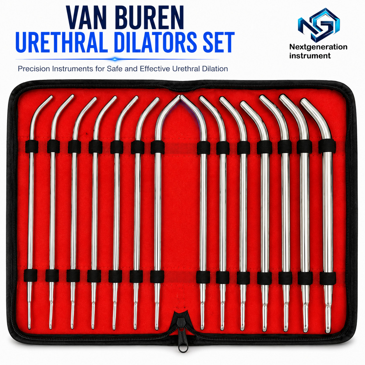 14PC Van Buren Urethral Sound Dilators Set OB/GYN Urology Surgical Instruments