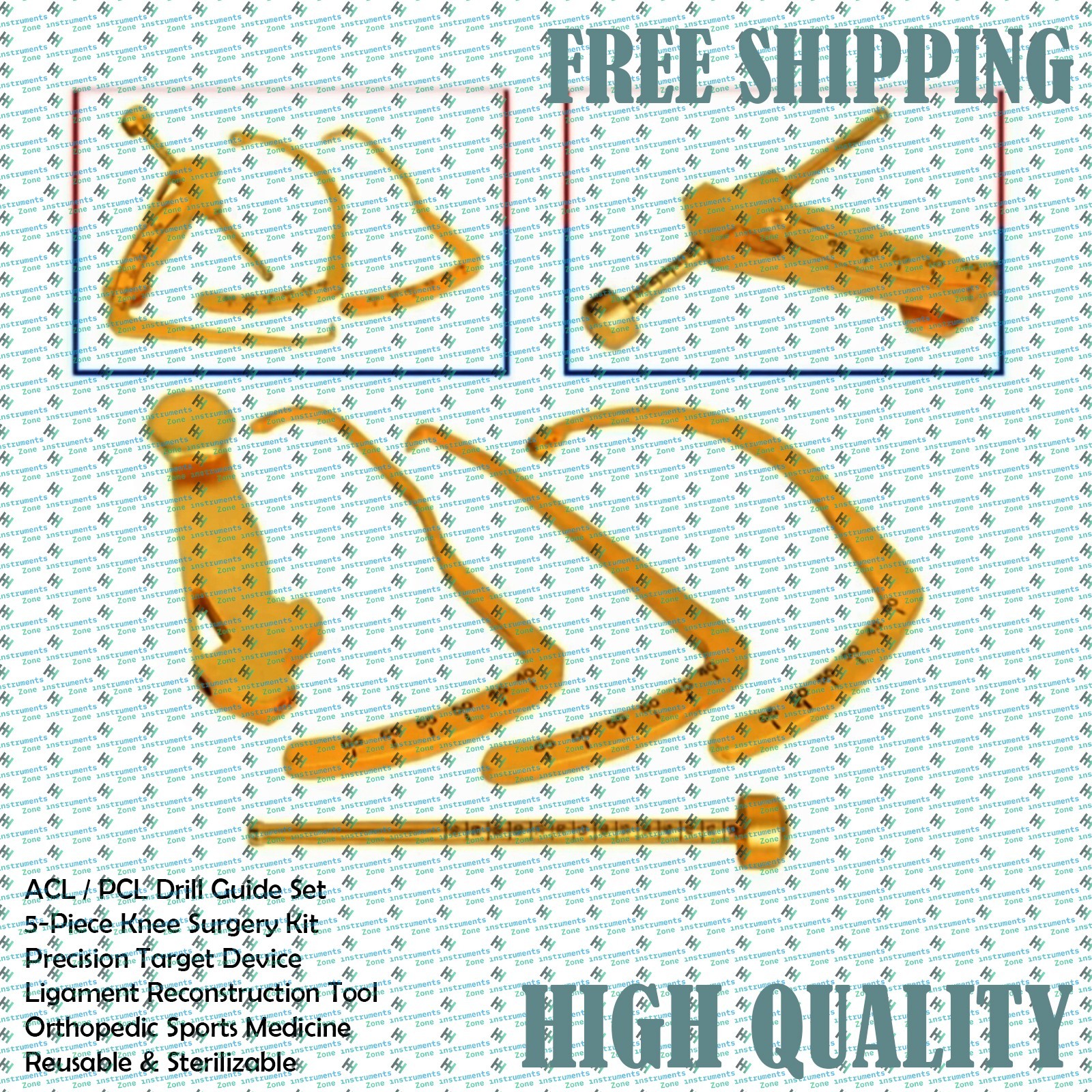 ACL PCL Reconstruction Drill Guide Set | Knee Target Device Band 5-Pcs