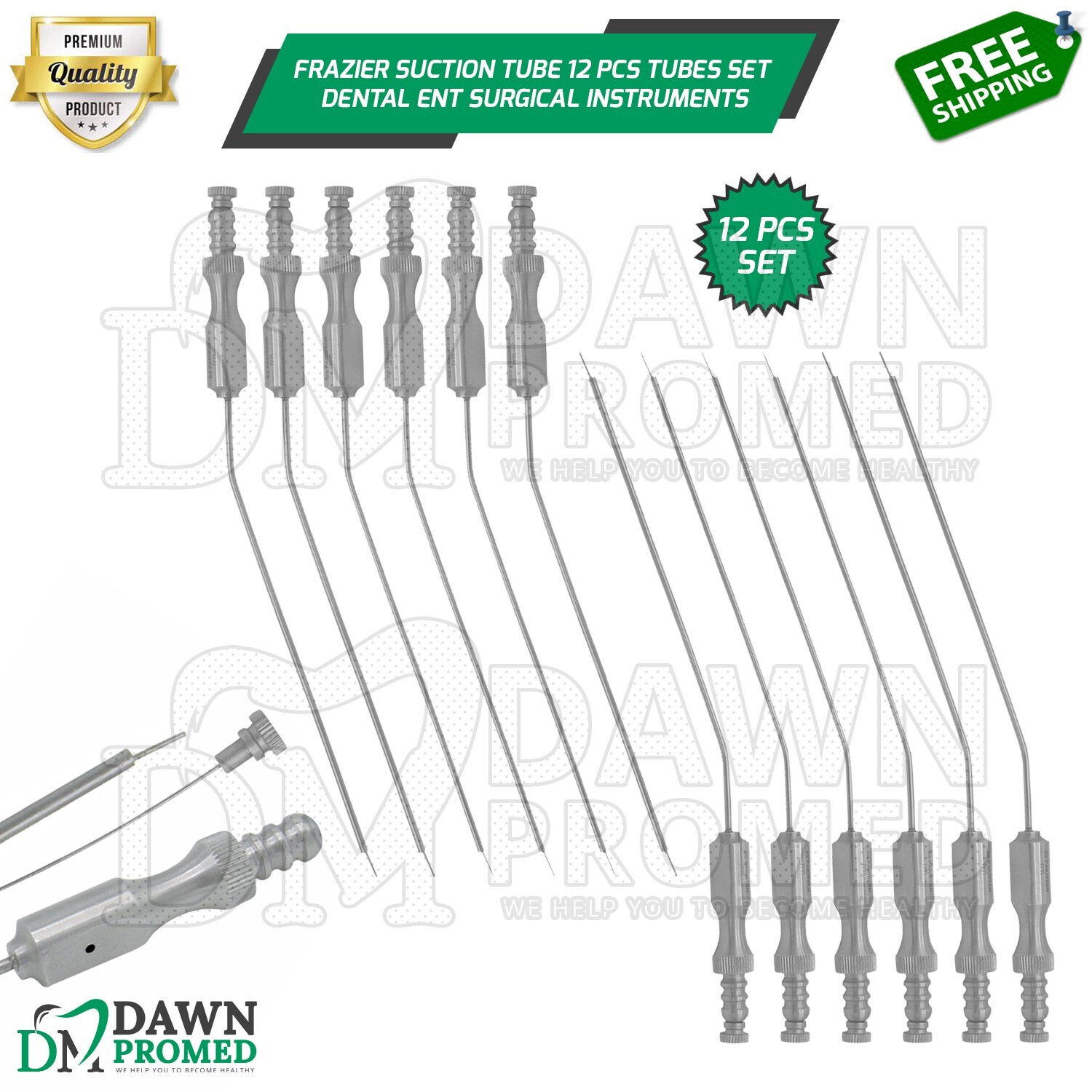 Frazier Suction Tube Set Of 12 Tubes! Dental ENT Diagnostic Surgical Instruments
