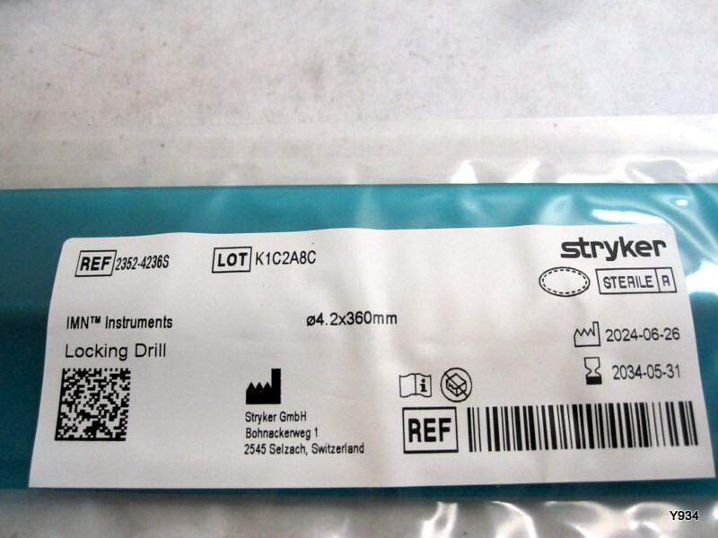 Stryker Locking Drill 2352-4236S 4.2mmx360mm one time use