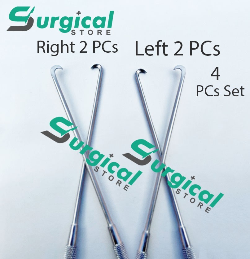 Arthroscopy Hook Knife 3 mm 4 PCs Set L&R German Steel Arthroscopic instruments