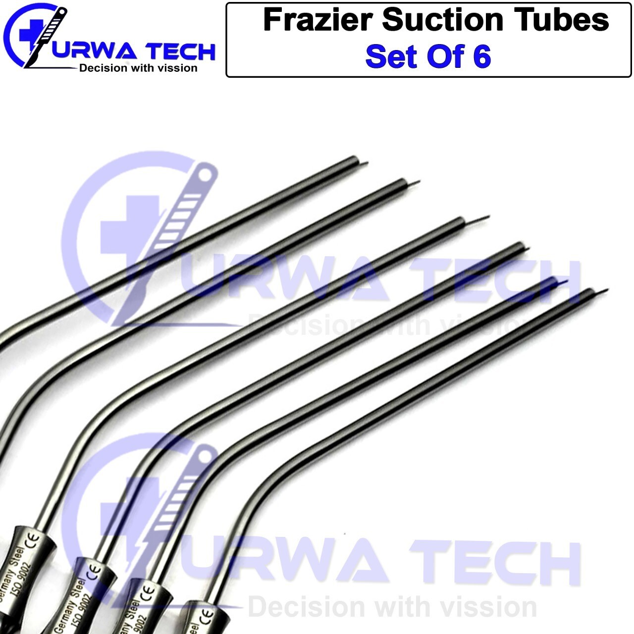 6 Pcs New Premium Surgical Frazier Suction Tubes 6,7,8,9.10,12 fr Instruments