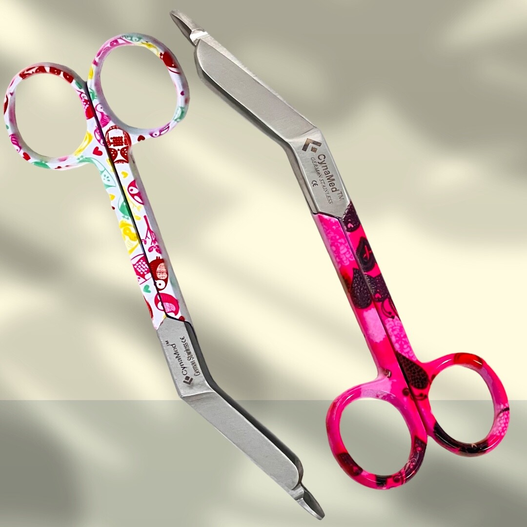 SET OF 2 EA – BANDAGE CUTTING SCISSORS 5.5″ HALF PAPER COATED – PREMIUM GRADE