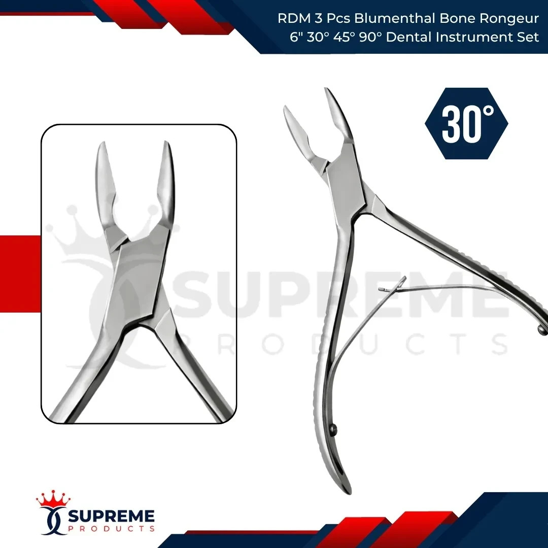 RDM 3 Pcs Blumenthal Bone Rongeur 6″ 30° 45° 90° Dental Instrument Set