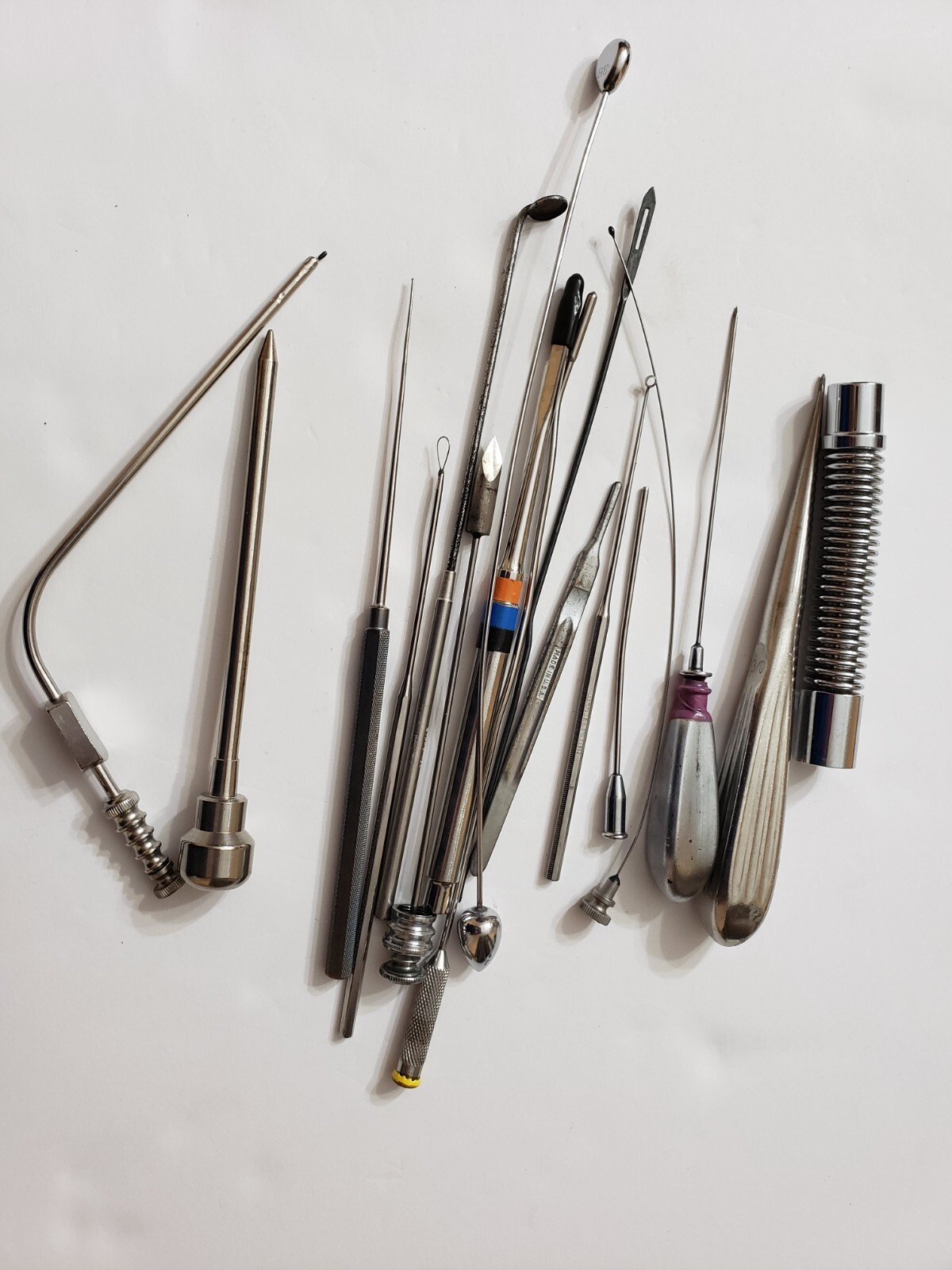 Lot Of 17 Bone Curette, Trocar, Suction Tube,Chisel Blade Orthopedic Instrument