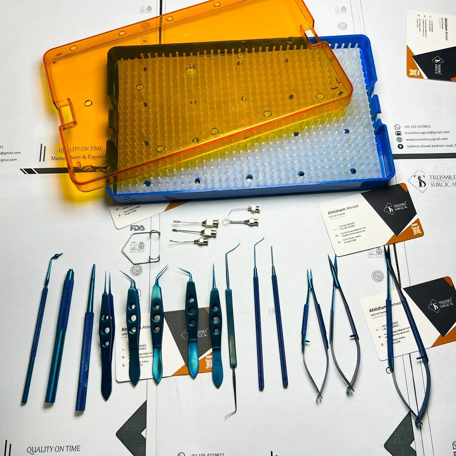 New 21pcs Ophthalmic Cataract Micro Surgery Surgical Instruments with cassette