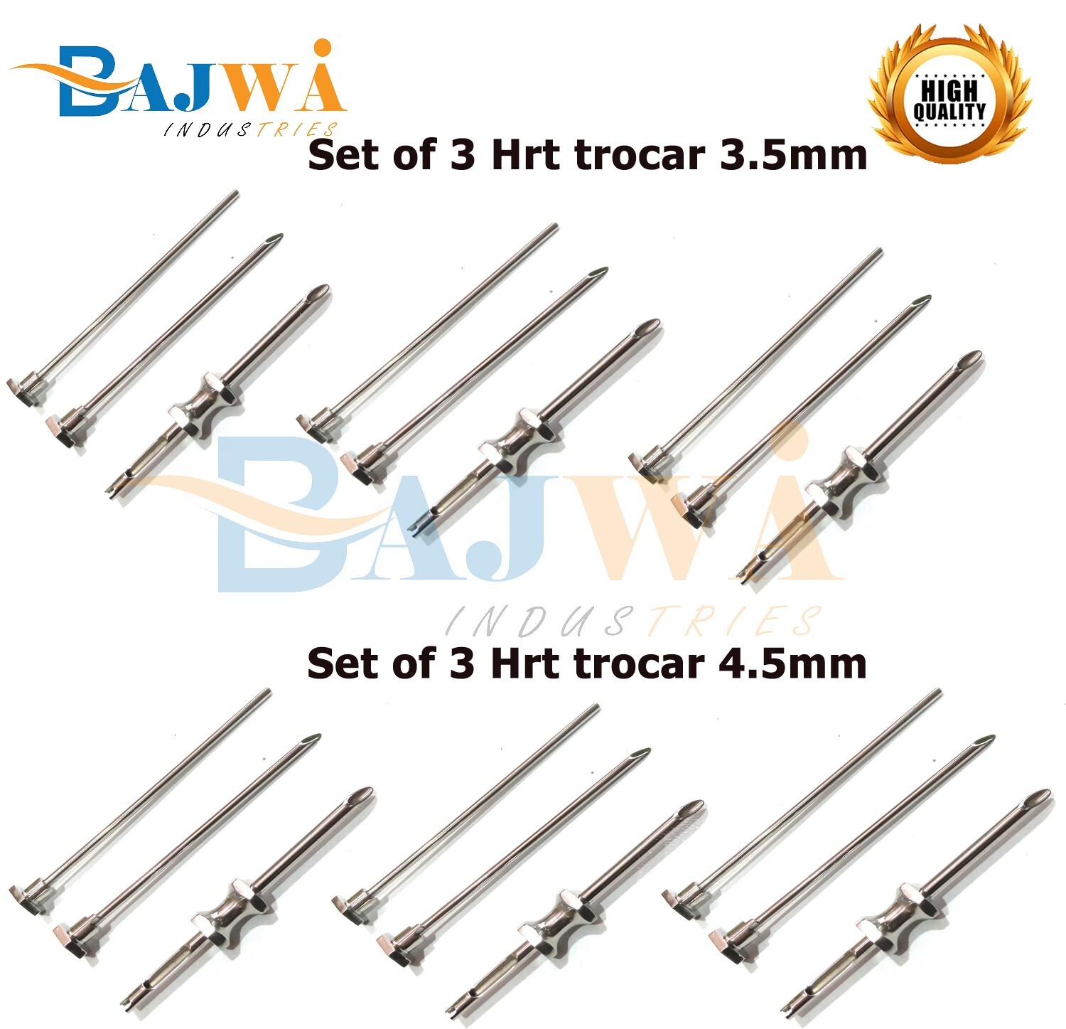 Set Of 6 HRT TROCAR 3.5mm And 4.5mm Cannula & Obturator