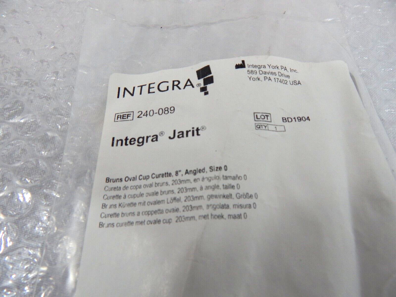 INTEGRA JARIT 240-089 BRUNS OVAL CUP CURETTE 8” ANGLED SIZE 0