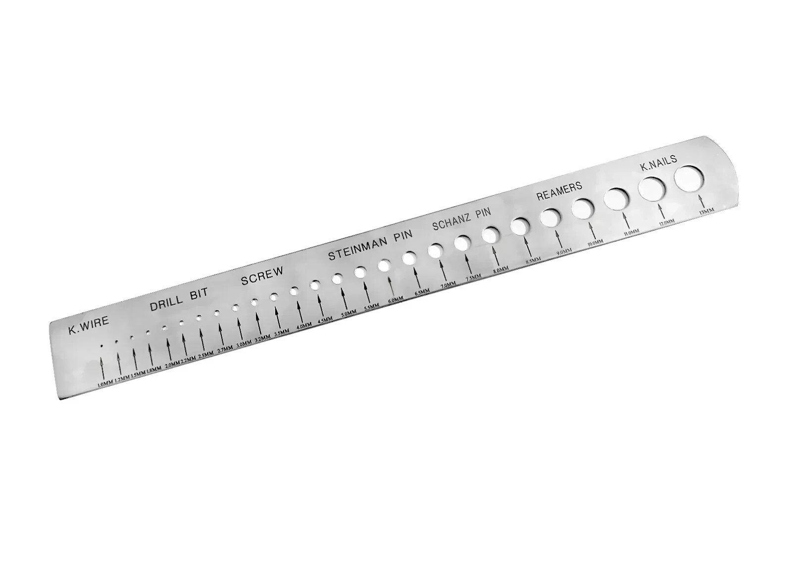 Measuring Gauge Scale for K-Wire, Drill Bit, Screw, Steinman Pin Orthopedics SS