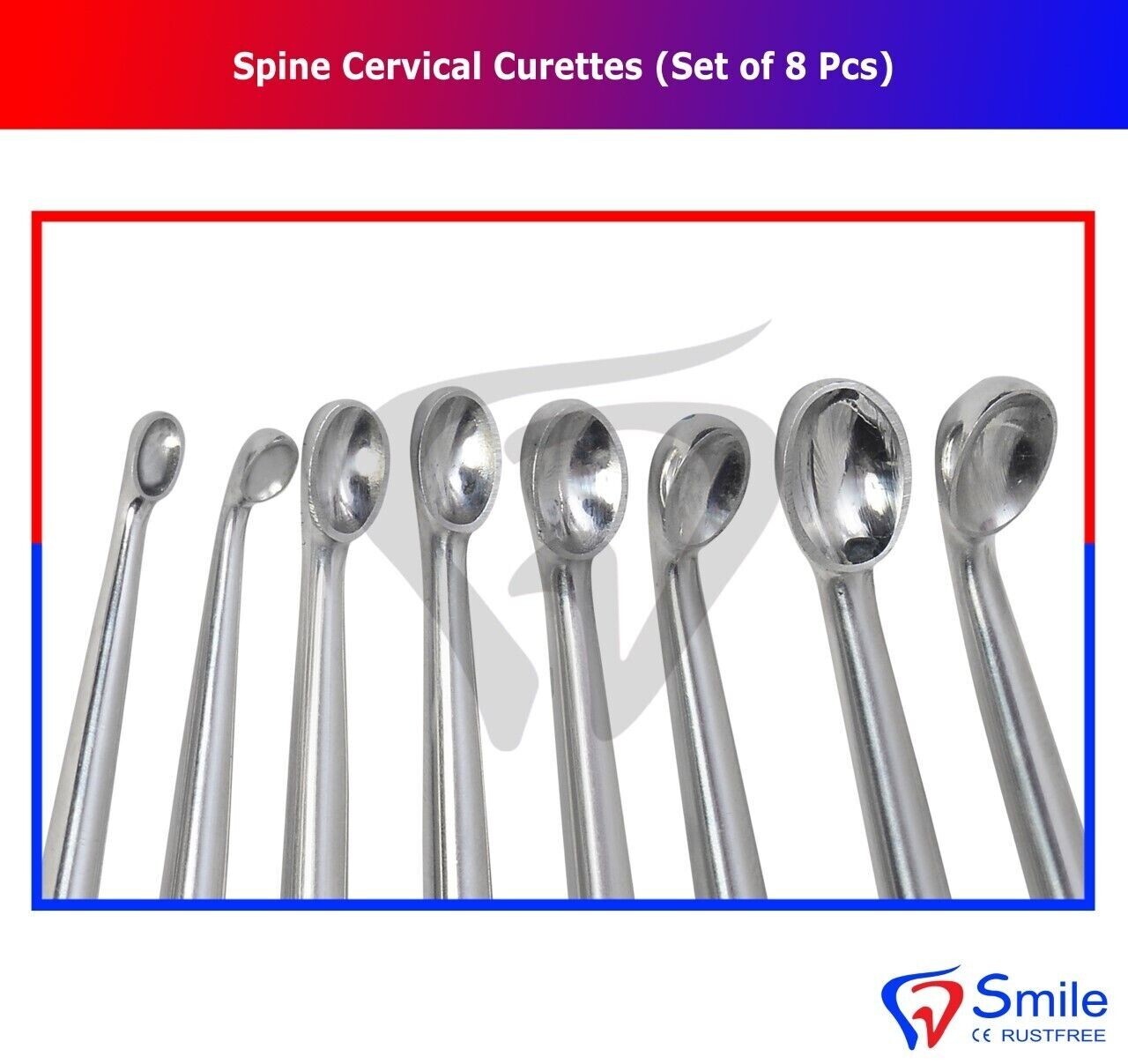 8 pcs Bone Cervical Curettes Spine Orthopedics Spine Instruments FDA Quality USA