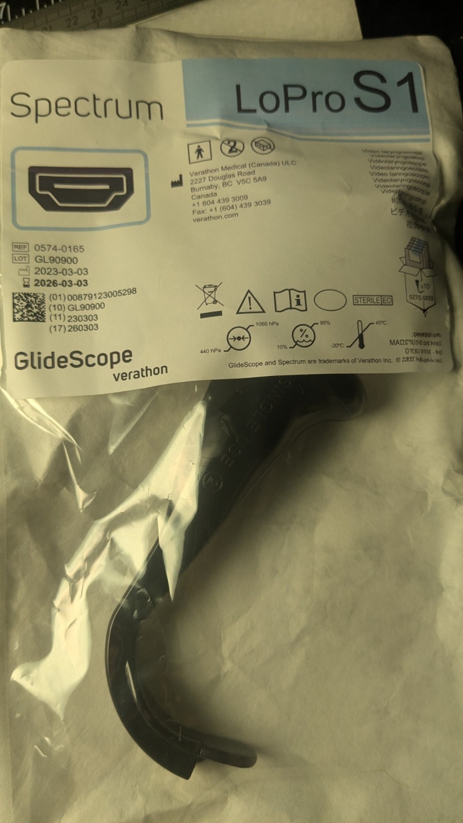 Verathon 0574-0165 GlideScope Spectrum LoPro S1 Video Laryngoscope Lot Of 10