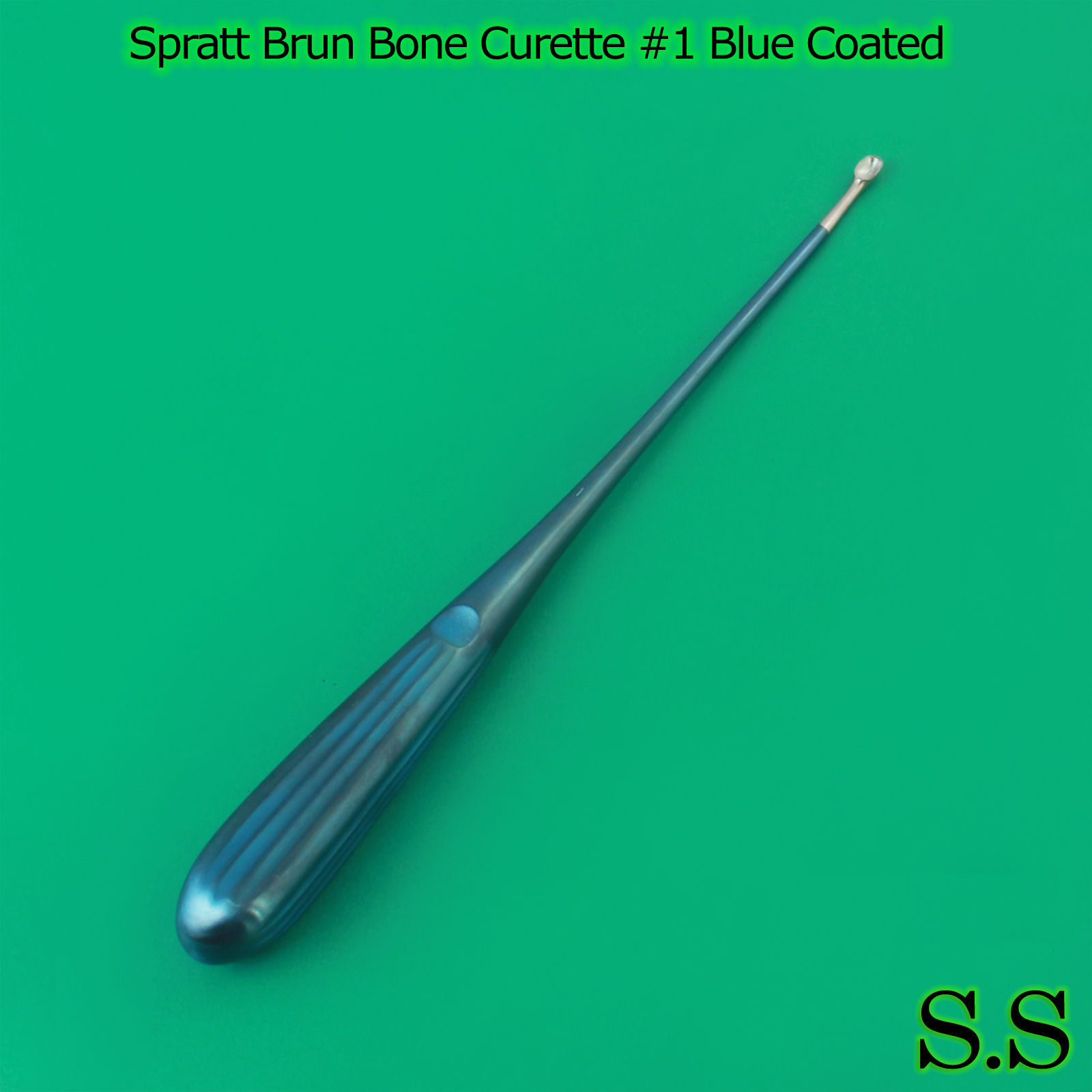 Spratt Brun Bone Curette Size 1 Blue Coated Surgical Instrument