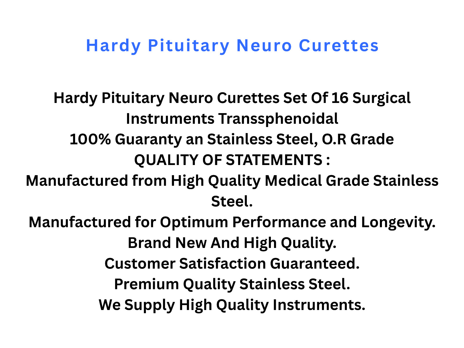 Hardy Pituitary Curettes Set of 16 Neuro Surgical Instruments Stainless Steel