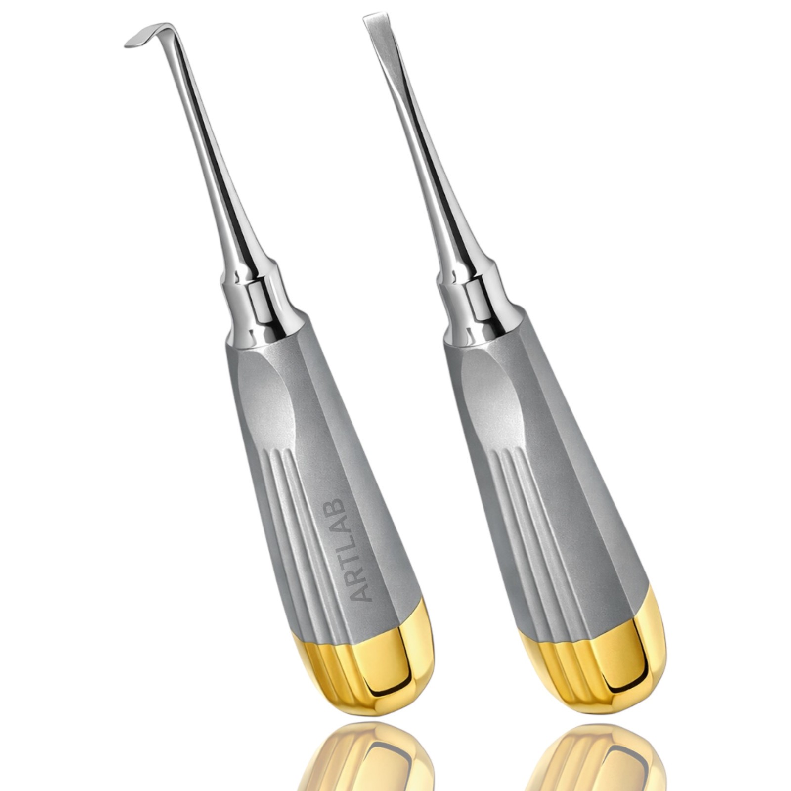 2PC GERMAN CROWN REMOVER STR+CVD GOLD HANDLE DENTAL SURGICAL INSTRUMENT
