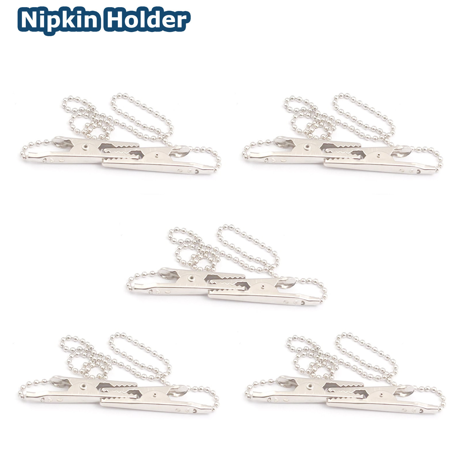 20 PC Dental Bib Clips Napkin Holder Flexible Ball Chain With Metal Balls ODM