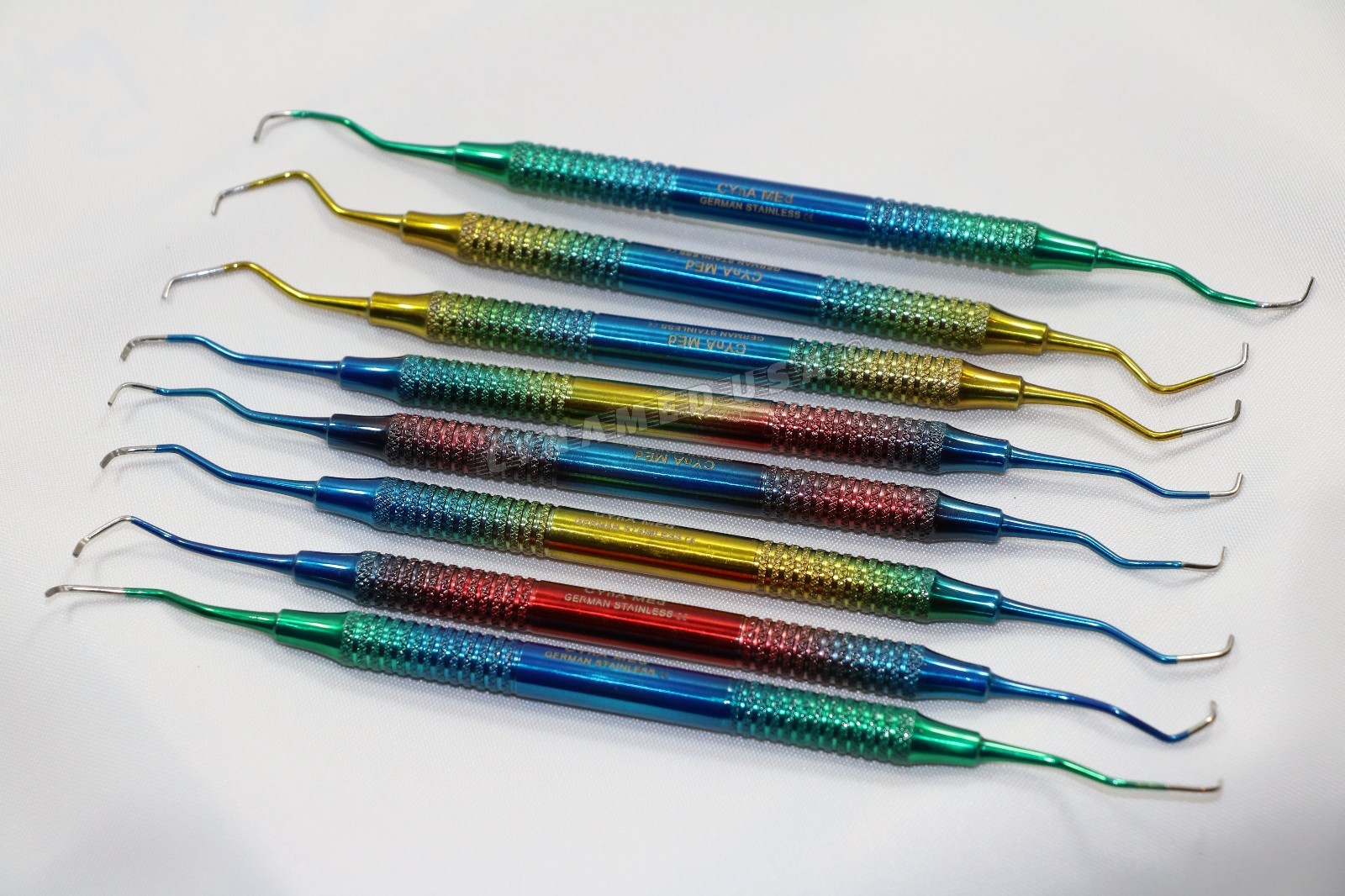 German 8 Pcs PERIODONTAL HOLLOW GRACEY CURETTE SET MEDICAL SURGICAL INSTRUMENTS
