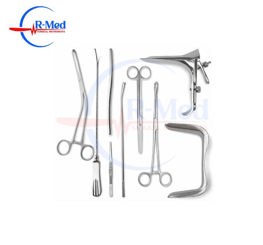 9 Pieces Gynecology Surgical Instruments Set Kit Forceps, Speculum, Sounds, Scis