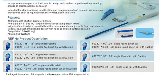 Arthroscopic Ablators, 90 Degree Flat or Round Brush. Other Sizes Available.