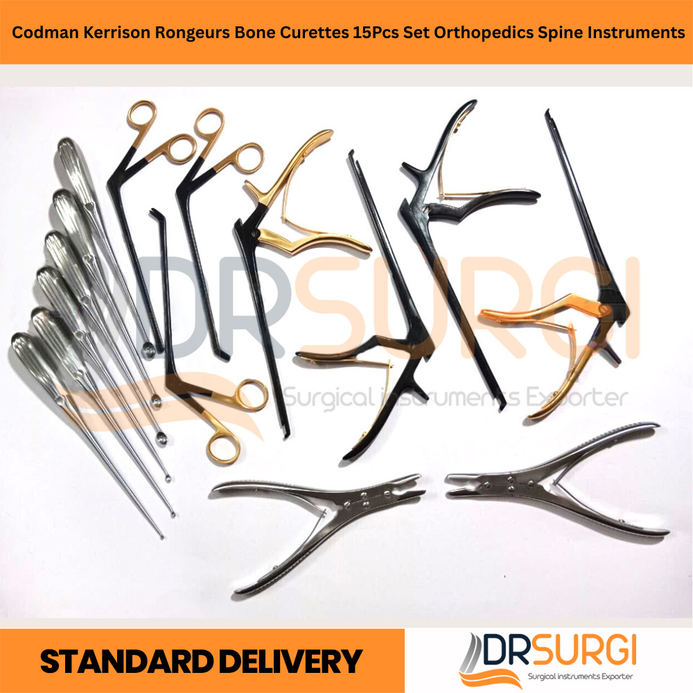 Codman Kerrison Rongeurs Bone Curettes 15Pcs Set Orthopedics Spine Instruments