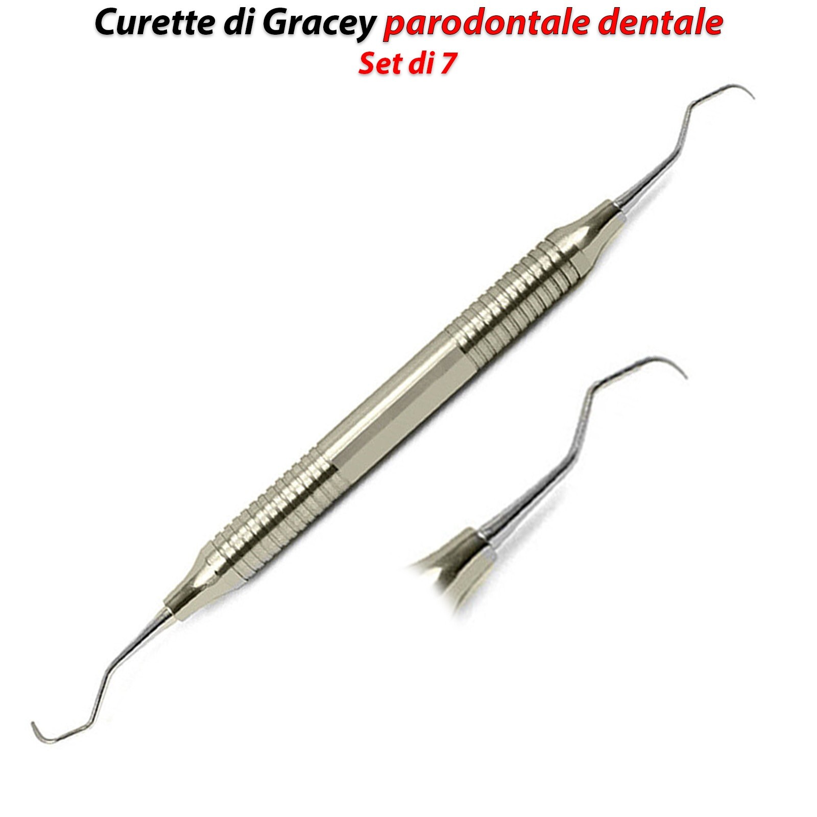 Dentale Gracey Curettes Manico Cavo strumenti parodontali chirurgici Set di 7
