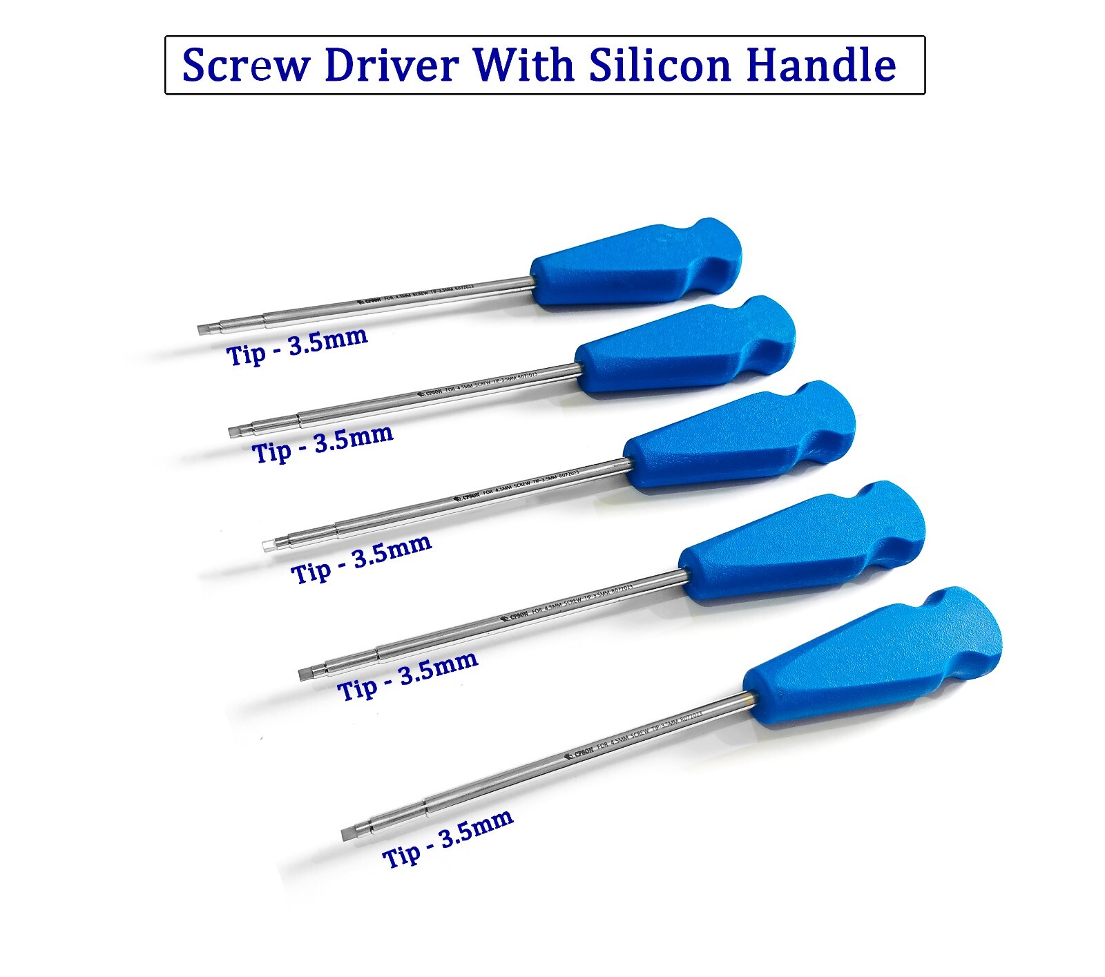 Screwdriver with Silicon Handle (Tip-3.5mm) set of 5pcs Veterinary SS Instrument