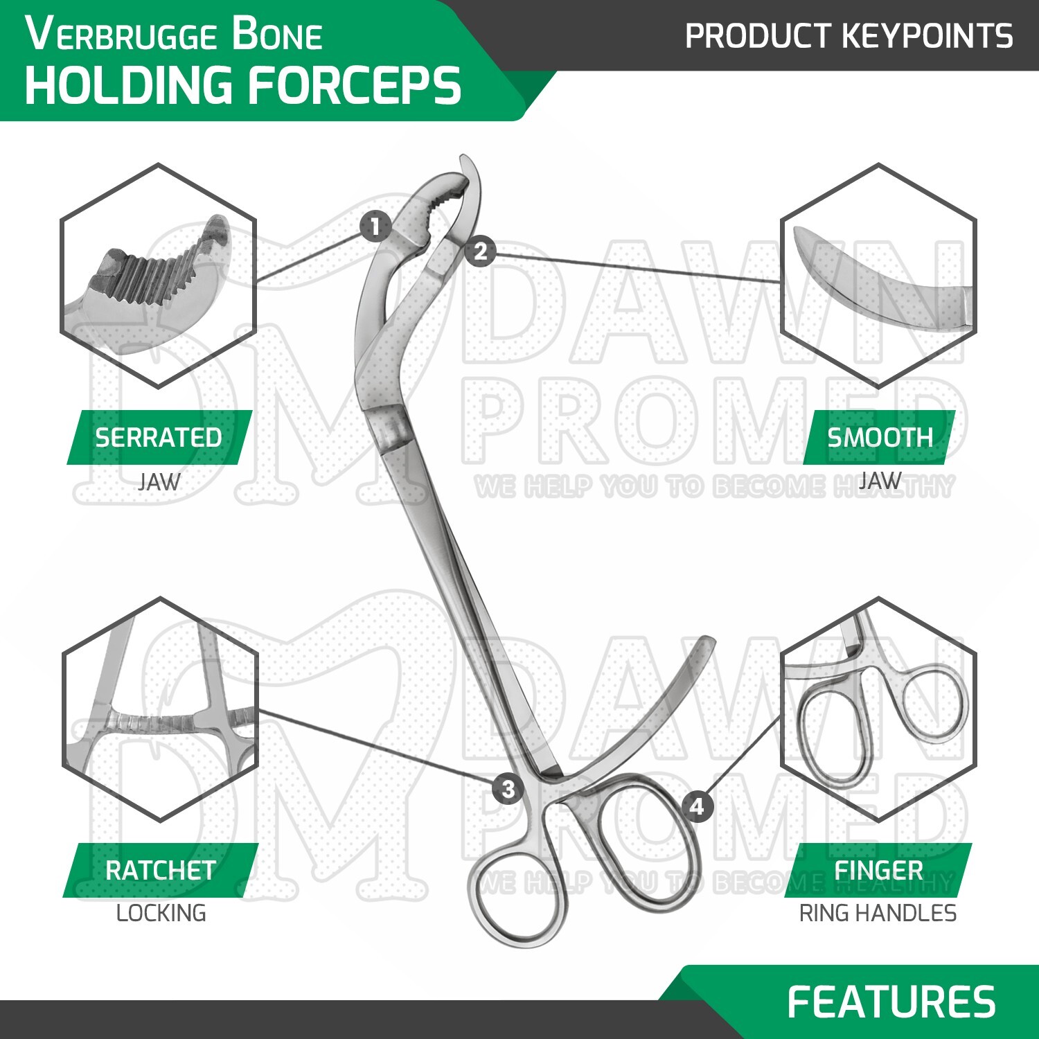 Verbrugge Bone Holding Forceps 10.5″ Surgical Orthopedic Instrument German Grade