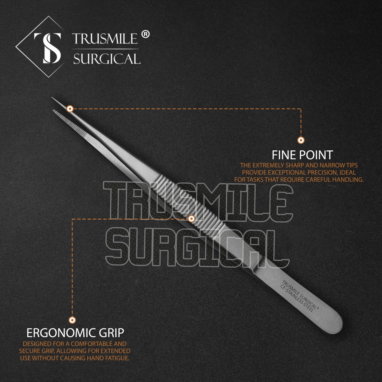 New Micro Precision Fine Pointed Tweezer 6″ `Trusmile Surgical