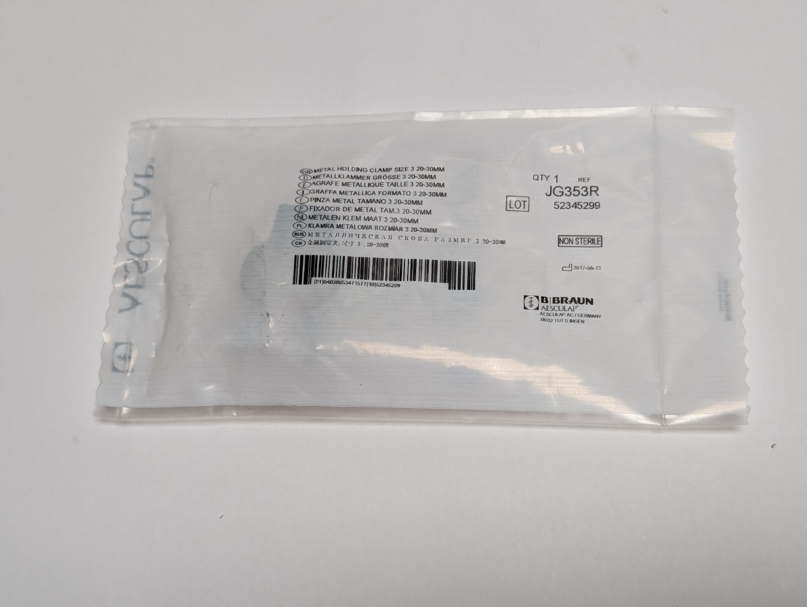 AESCULAP JG353R Metal Holding Clamp Size 3 20-30 mm Made In Germany (NEW).