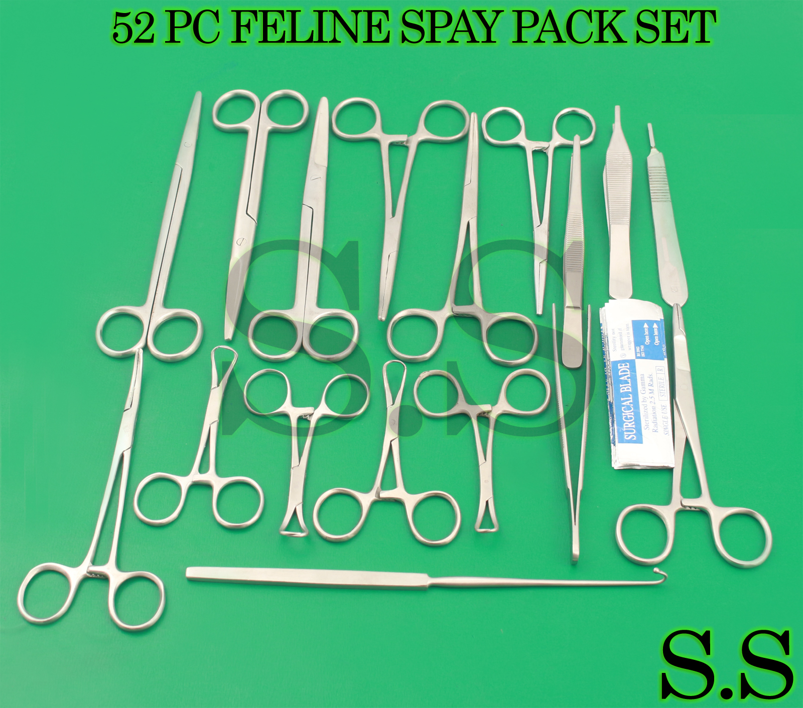 52 PC FELINE SPAY PACK VETERINARY SURGICAL INSTRUMENTS DS-1094