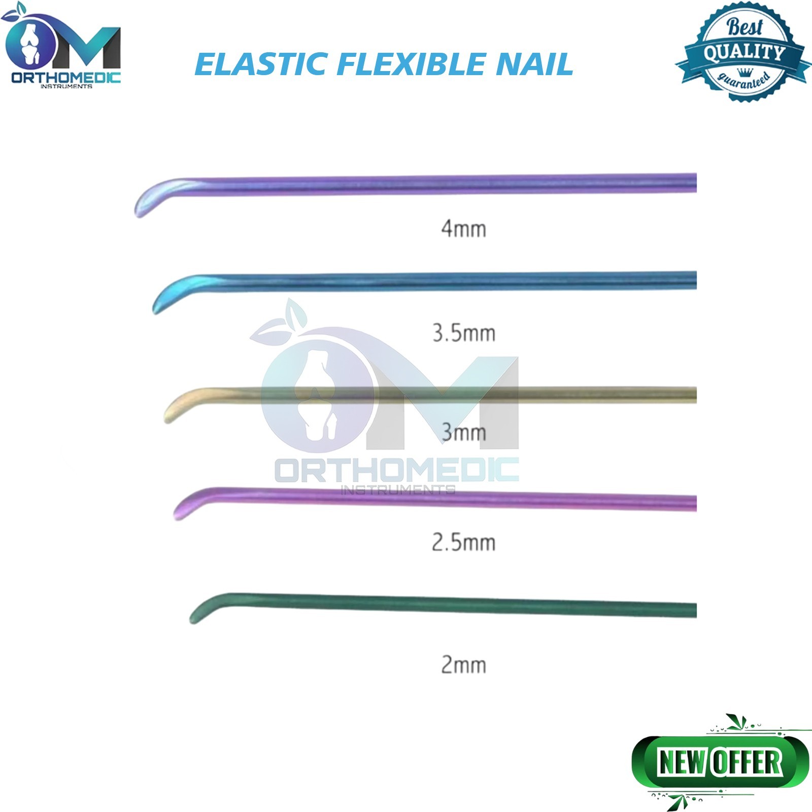 Elastic Flexible Nail 2.0-2.5-3.0-3.5mm each 5Pcs Quality 20Pcs Set Titanium