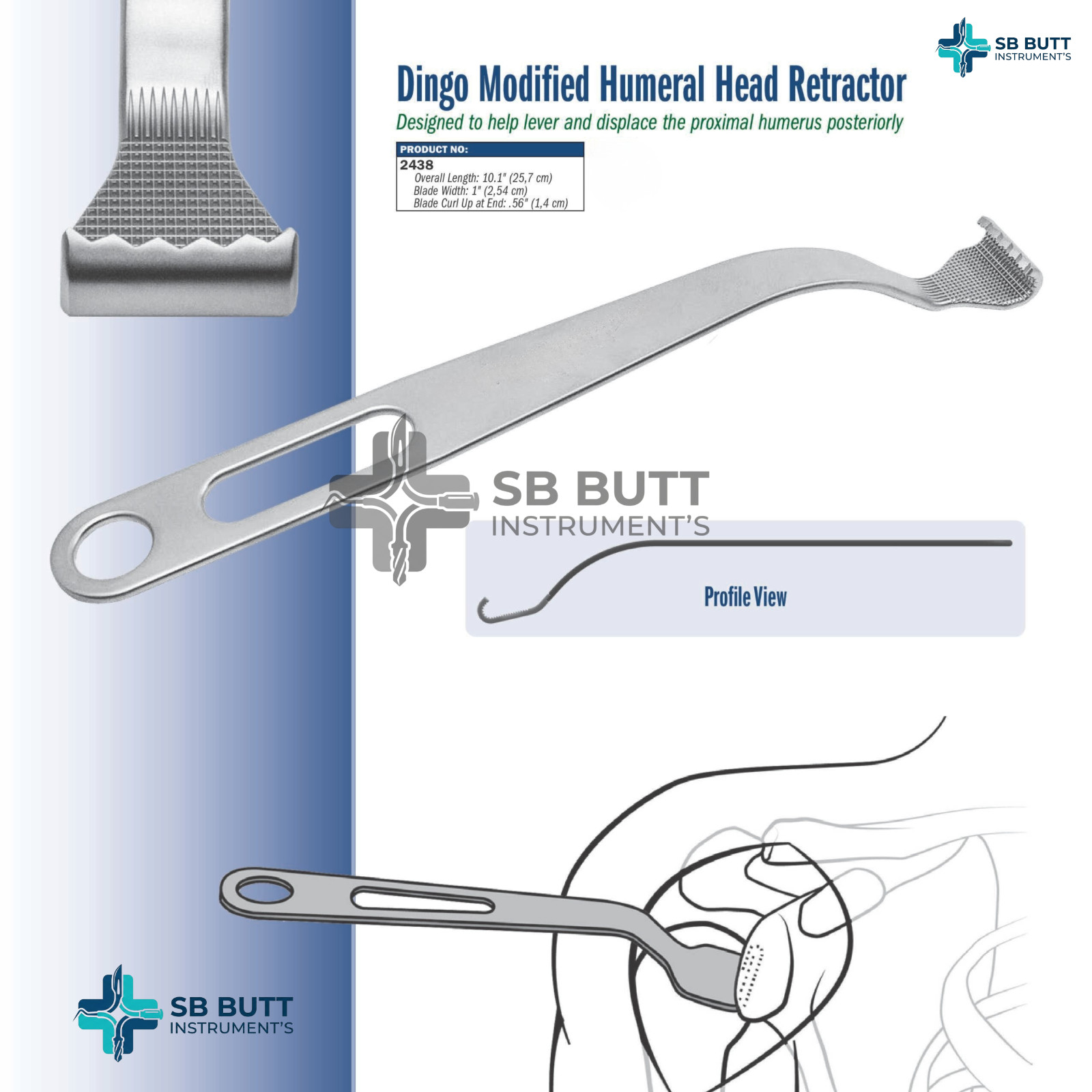 Dingo Modified Humeral Head Retractor Shoulder Arthroplasty Orthopedic Surgical