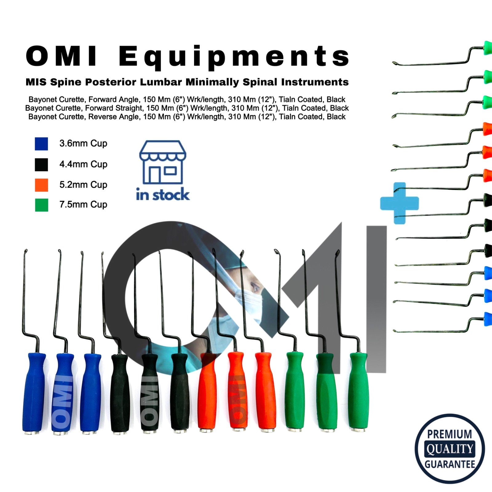 MIS Lumbar Spine Surgery Currettes Set of 12 Pcs Instruments Top Premium Quality