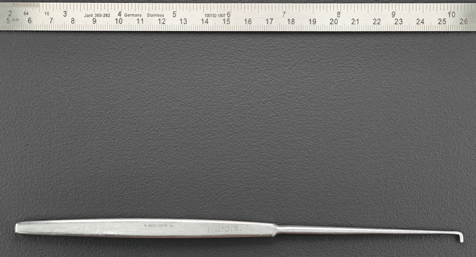 V Mueller NL2410 Dissecting Hook, Adson Blunt 5 mm Long Tip, 8″
