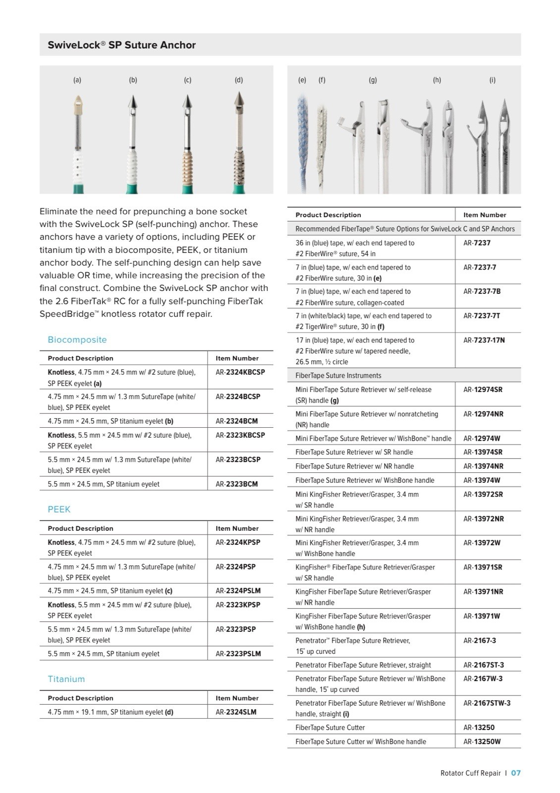 Arthrex Suture Anchors, PushLock® SwiveLock® Corkscrew®… Any Kind (1Pcs) In Date