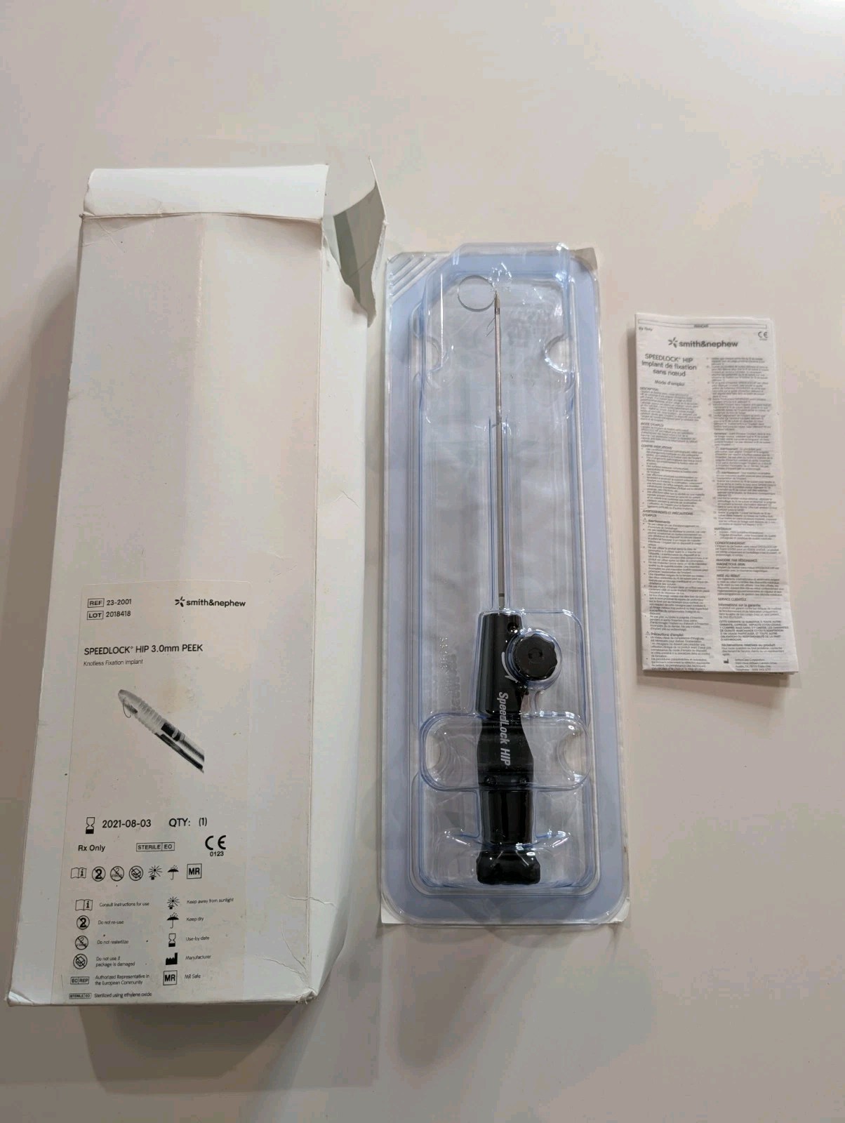 Smith & Nephew Speedlock HIP 3.0mm PEEK Knotless Fixation Implant 23-2001