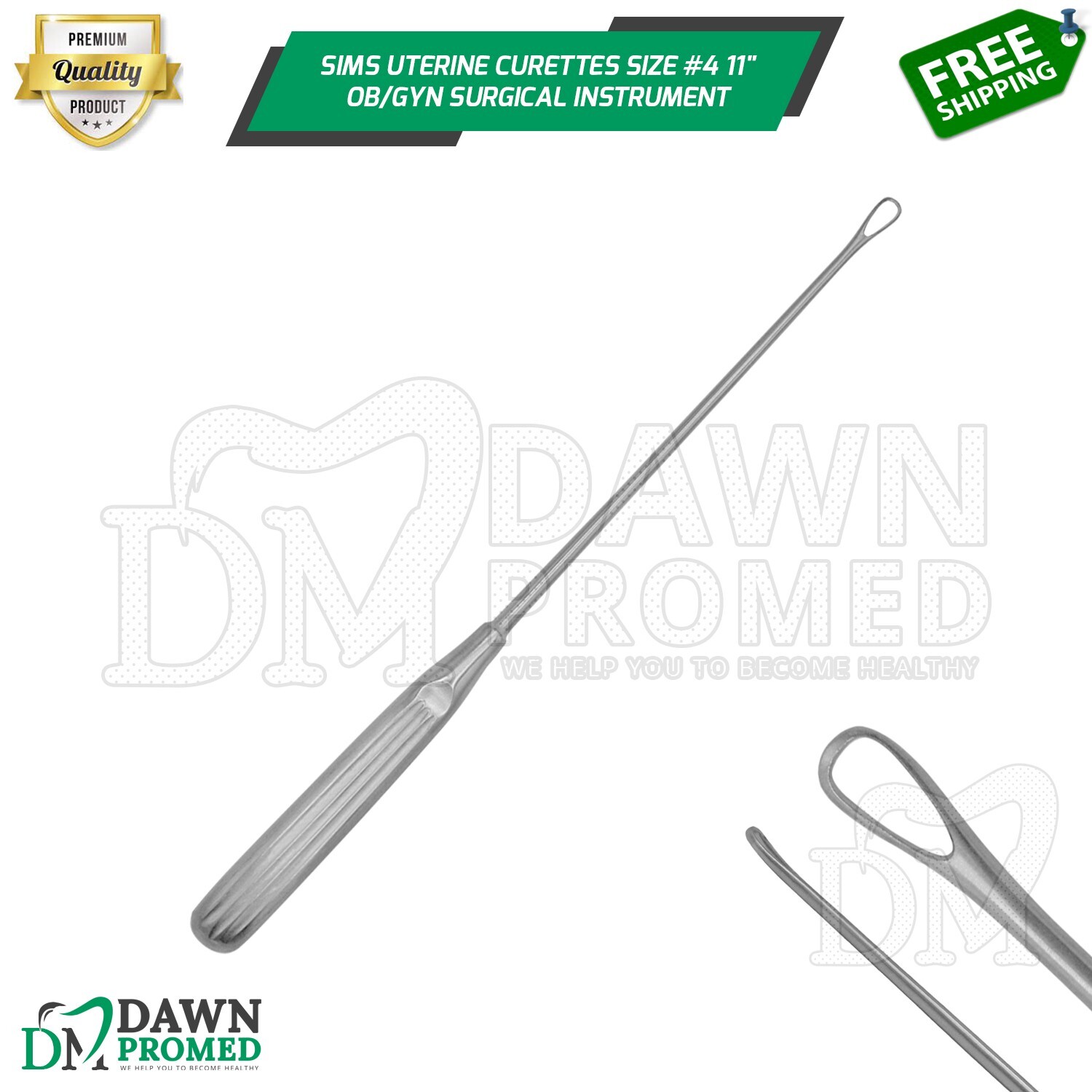 Sims Uterine Curettes Size 4 11″ Sharp Blade OB/GYN Surgical Instrument German G