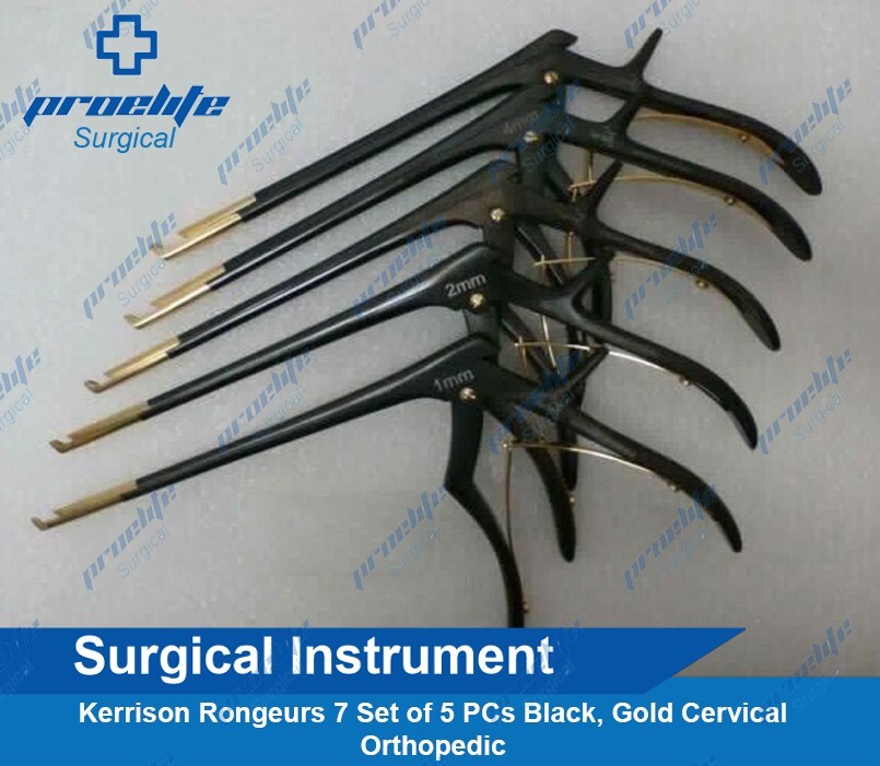 Kerrison Rongeurs 7″ Set of 5 PCs Black, Gold (1,2,3,4,5mm) Cervical Orthopedic