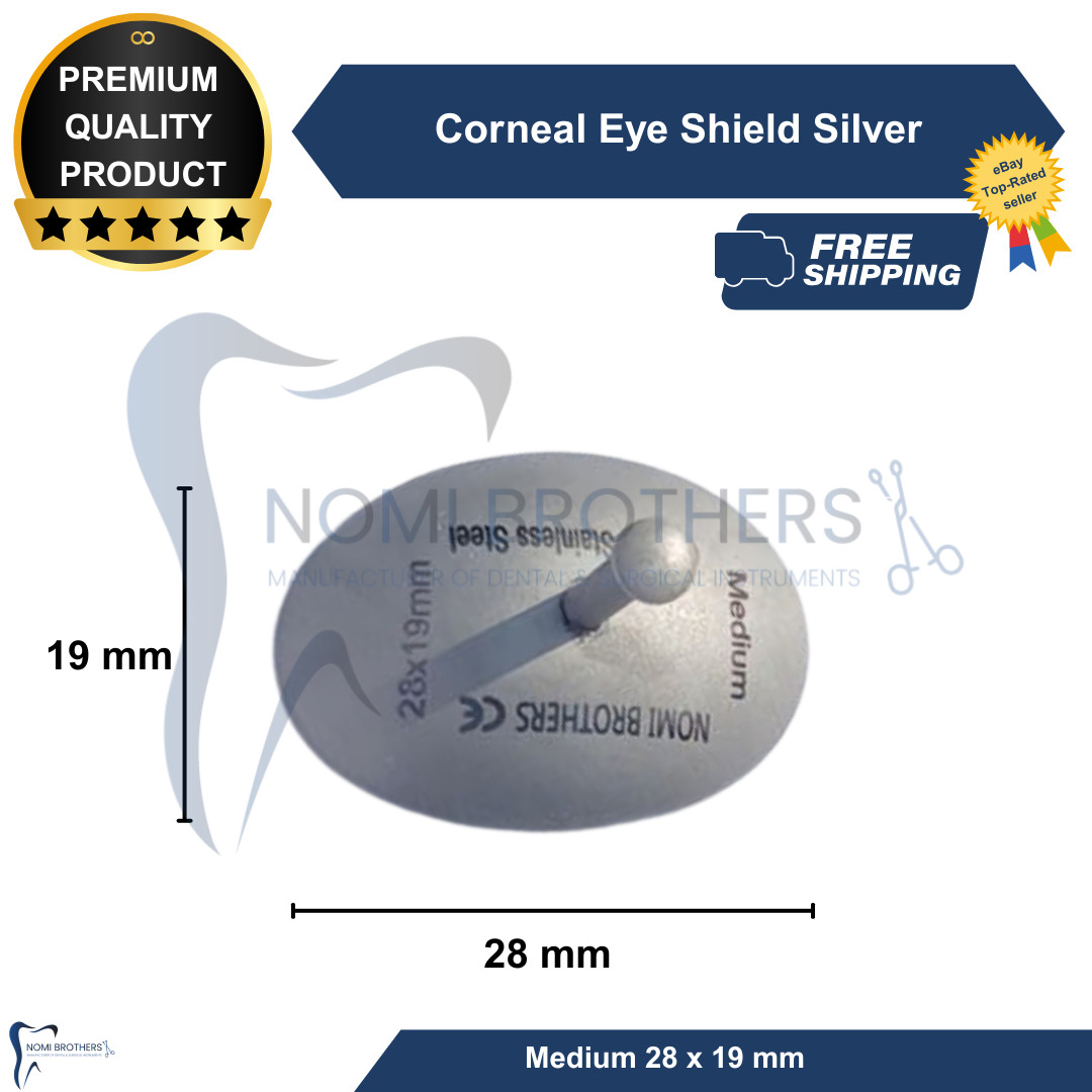 German Stainless Steel Corneal Shield Medium Autoclavable 28x19mm Eye Protector